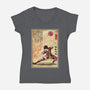 Fire Nation Master Woodblock-Womens-V-Neck-Tee-DrMonekers