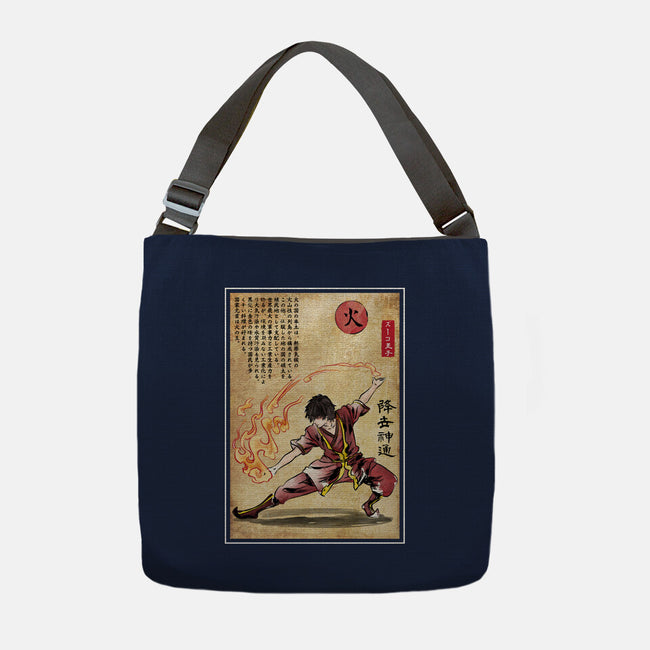 Fire Nation Master Woodblock-None-Adjustable Tote-Bag-DrMonekers