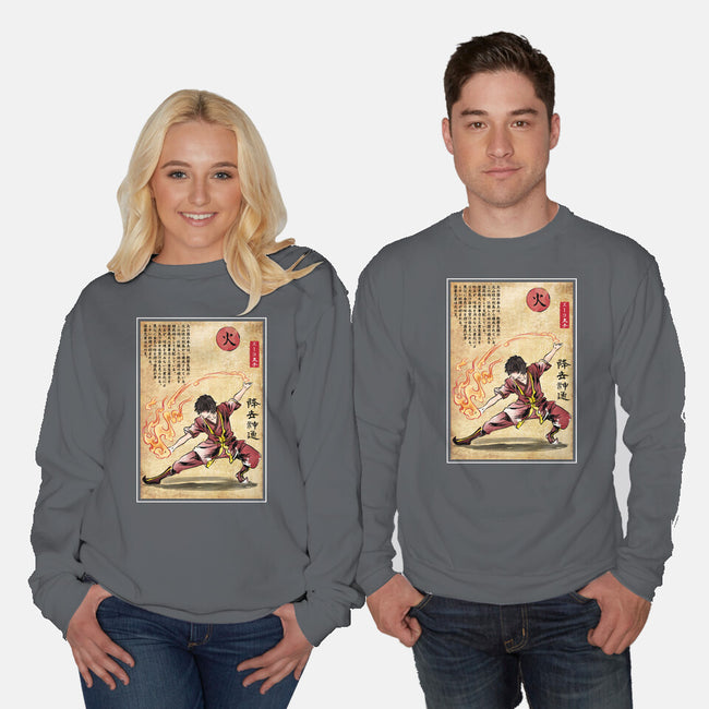 Fire Nation Master Woodblock-Unisex-Crew Neck-Sweatshirt-DrMonekers