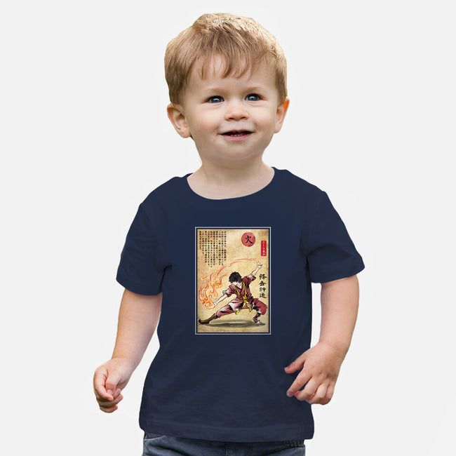 Fire Nation Master Woodblock-Baby-Basic-Tee-DrMonekers