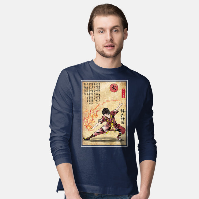 Fire Nation Master Woodblock-Mens-Long Sleeved-Tee-DrMonekers