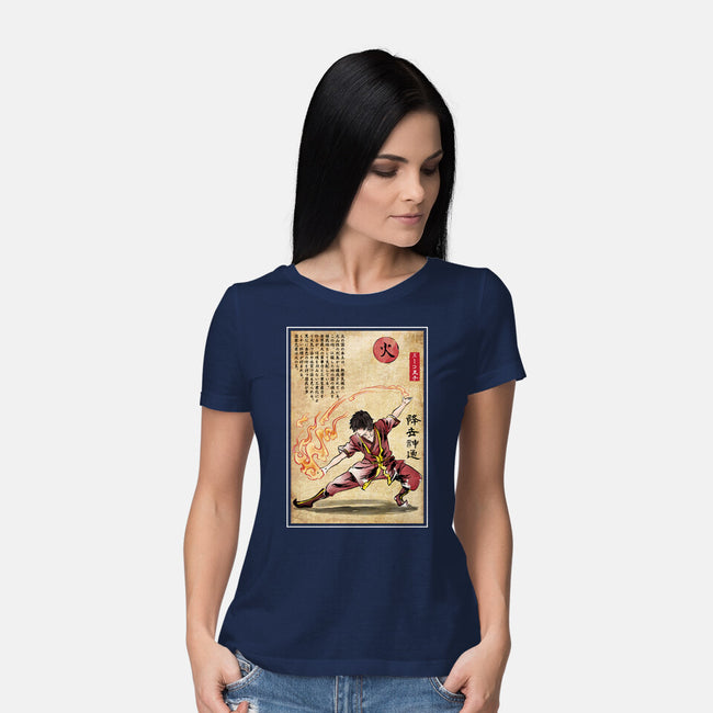 Fire Nation Master Woodblock-Womens-Basic-Tee-DrMonekers