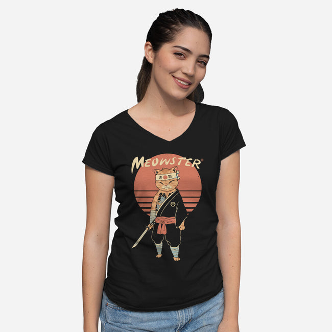 Meowster Awakens-Womens-V-Neck-Tee-vp021