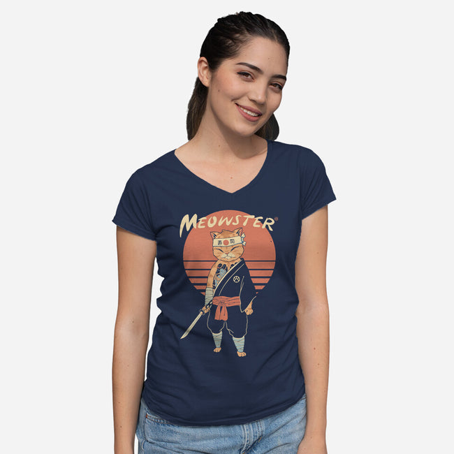 Meowster Awakens-Womens-V-Neck-Tee-vp021