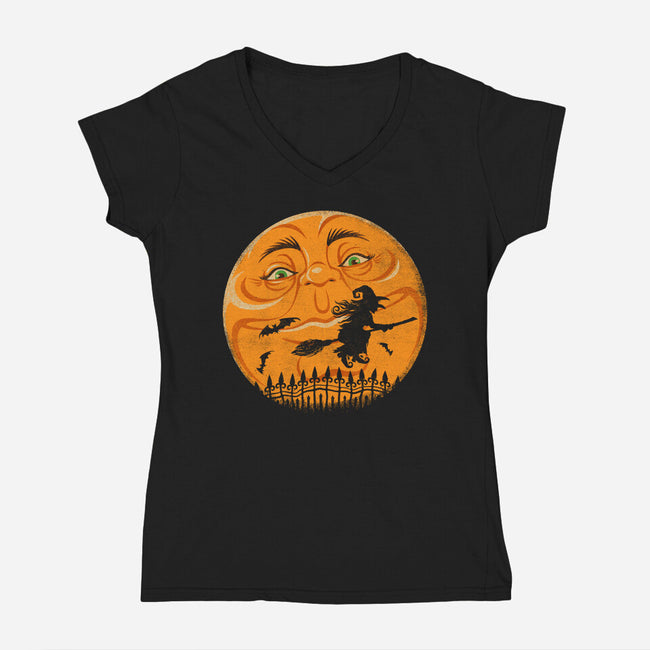 Witchy Moon-Womens-V-Neck-Tee-kennsing