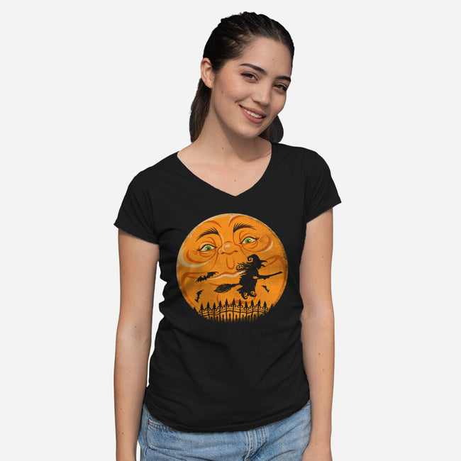 Witchy Moon-Womens-V-Neck-Tee-kennsing