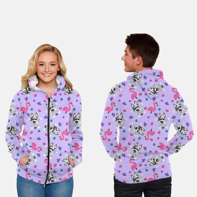Muffins And Flamingos-Unisex-All Over Print Zip-Up-Sweatshirt-Alexhefe