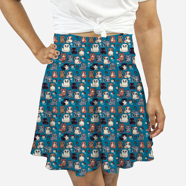Kawaii Cat Family-Womens-All Over Print Skater-Skirt-Weird & Punderful