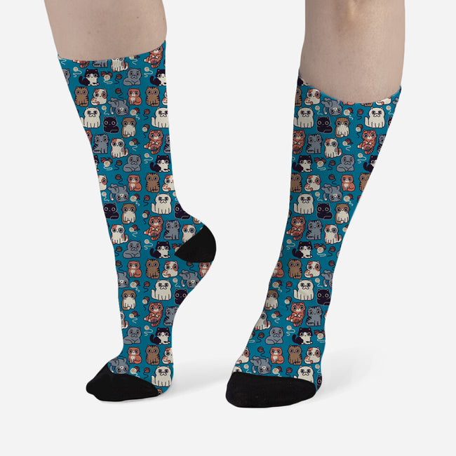 Kawaii Cat Family-Unisex-All Over Print Crew-Socks-Weird & Punderful