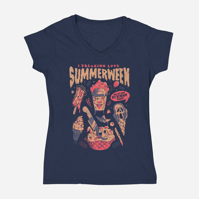 Summerween-Womens-V-Neck-Tee-eduely