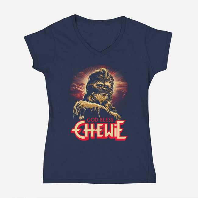 God Bless Chewie-Womens-V-Neck-Tee-CappO