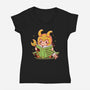 Only Child-Womens-V-Neck-Tee-Ca Mask