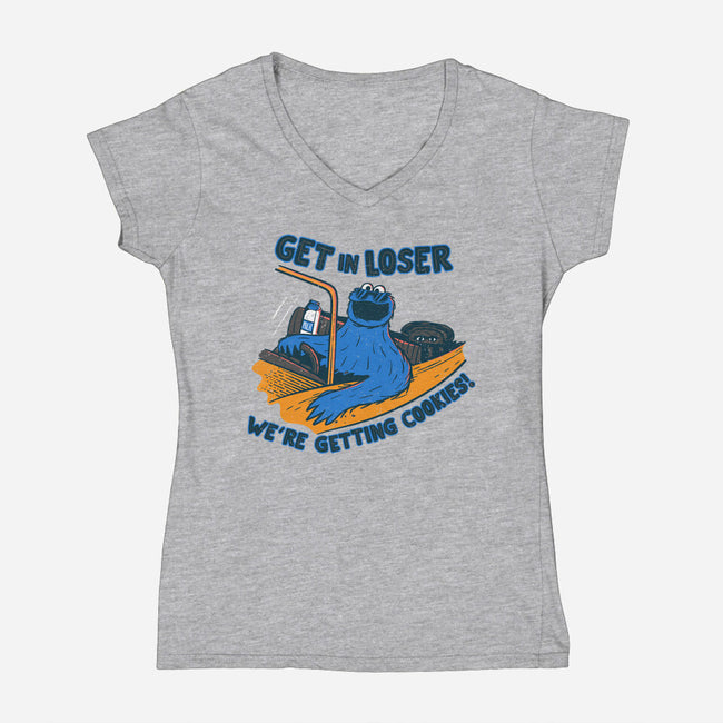 Getting Cookies-Womens-V-Neck-Tee-rocketman_art