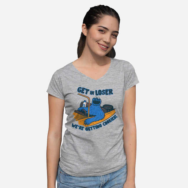 Getting Cookies-Womens-V-Neck-Tee-rocketman_art