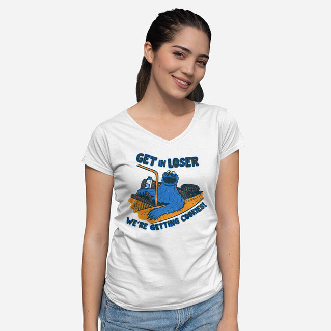 Getting Cookies-Womens-V-Neck-Tee-rocketman_art