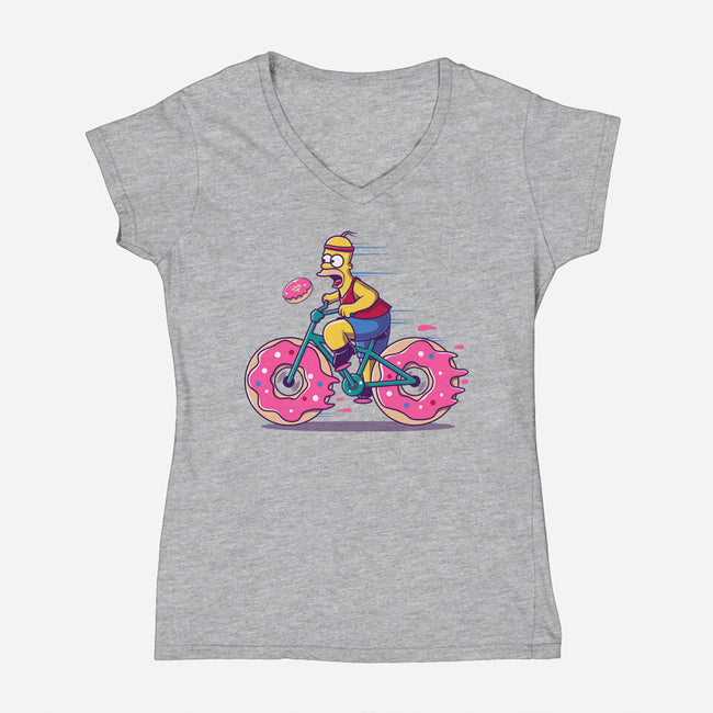 Donut Cycling-Womens-V-Neck-Tee-erion_designs