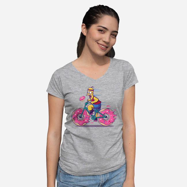 Donut Cycling-Womens-V-Neck-Tee-erion_designs