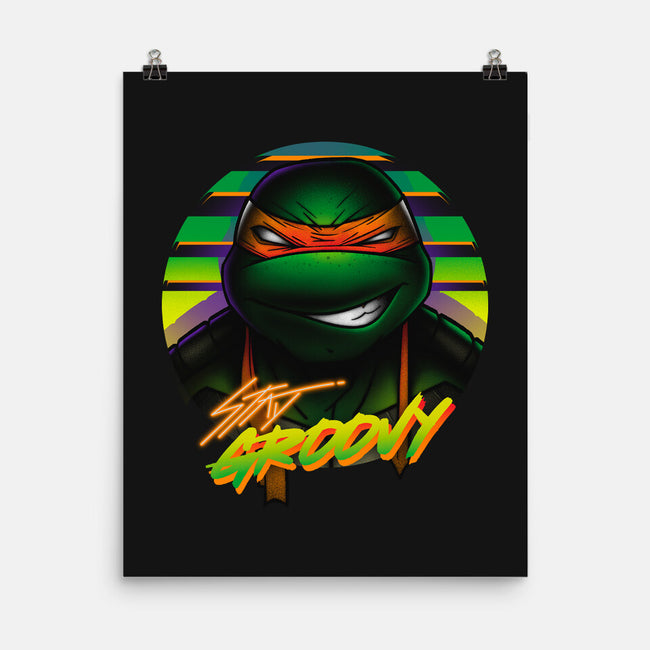 Stay Groovy Turtle-None-Matte-Poster-Getsousa!