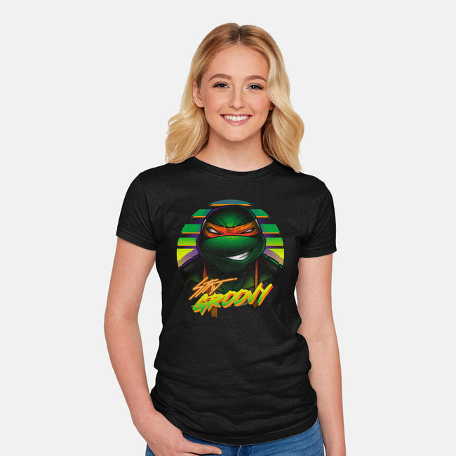 Stay Groovy Turtle-Womens-Fitted-Tee-Getsousa!