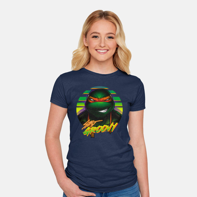 Stay Groovy Turtle-Womens-Fitted-Tee-Getsousa!