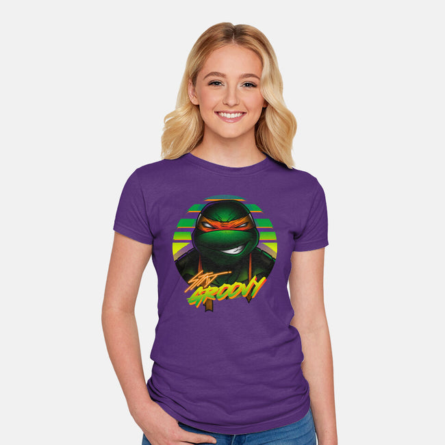 Stay Groovy Turtle-Womens-Fitted-Tee-Getsousa!