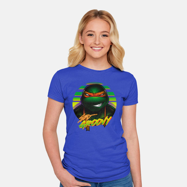 Stay Groovy Turtle-Womens-Fitted-Tee-Getsousa!