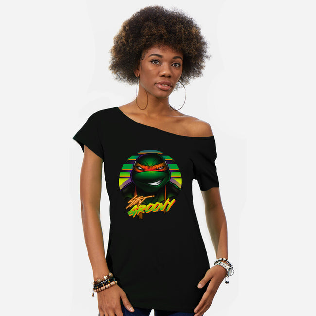 Stay Groovy Turtle-Womens-Off Shoulder-Tee-Getsousa!