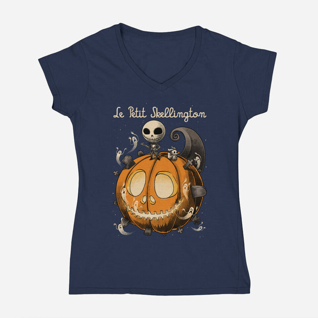 Le Petit Skellington-Womens-V-Neck-Tee-Studio Mootant