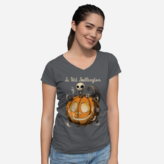 Le Petit Skellington-Womens-V-Neck-Tee-Studio Mootant