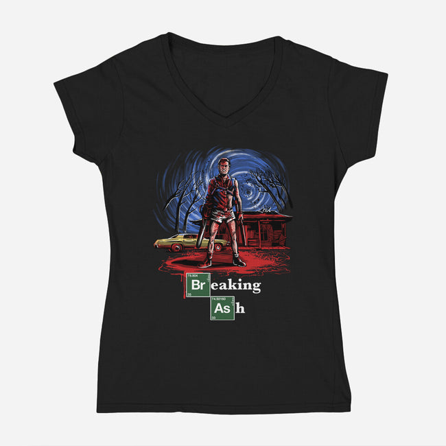 Breaking Ash-Womens-V-Neck-Tee-zascanauta