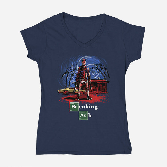 Breaking Ash-Womens-V-Neck-Tee-zascanauta