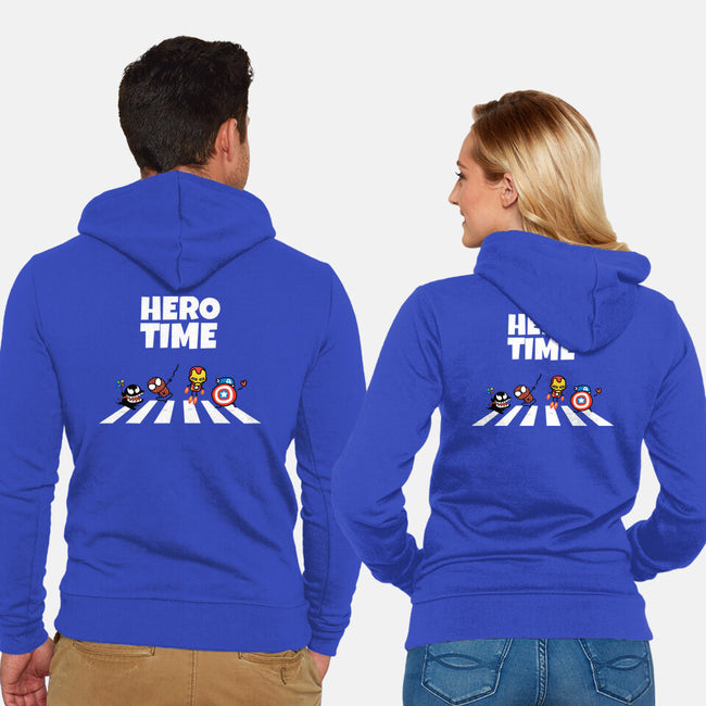 Hero Time-Unisex-Zip-Up-Sweatshirt-MaxoArt