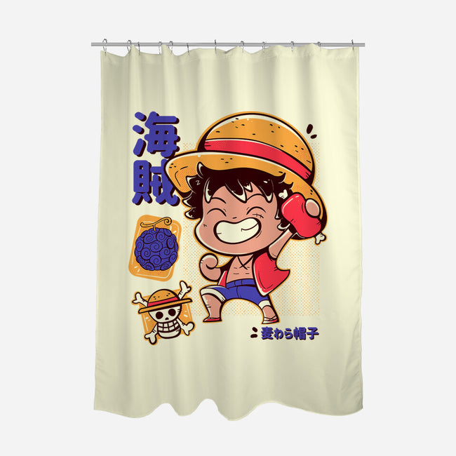 Cute Luffy-None-Polyester-Shower Curtain-Ca Mask