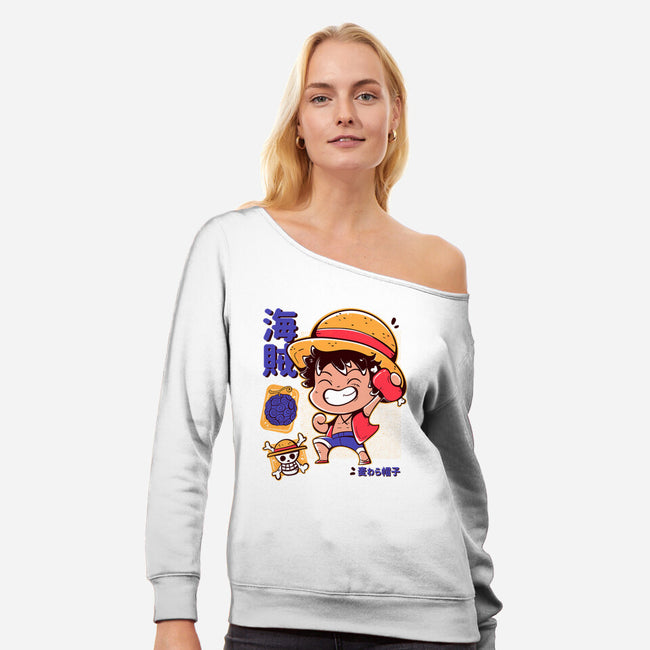 Cute Luffy-Womens-Off Shoulder-Sweatshirt-Ca Mask