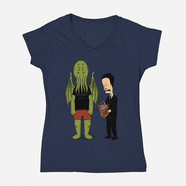 Cosmic Horror Is Cool-Womens-V-Neck-Tee-pigboom