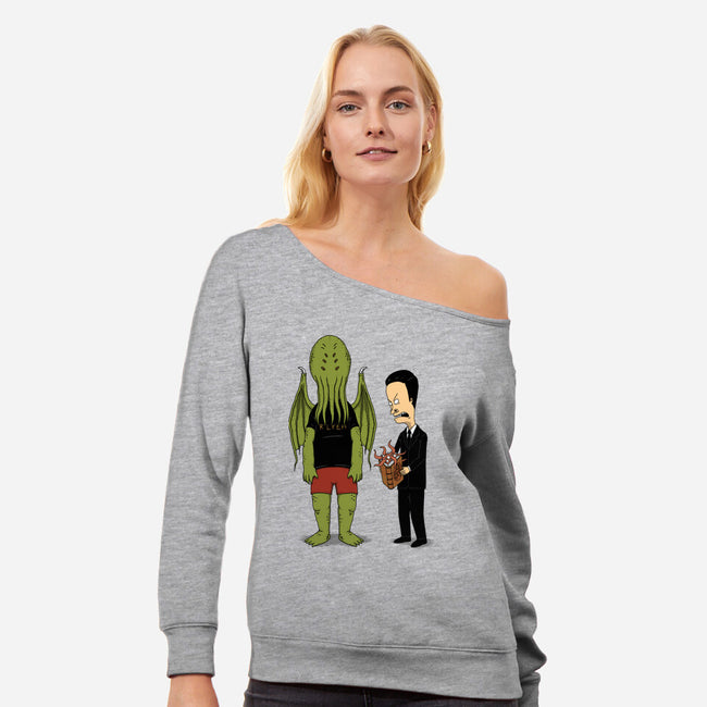 Cosmic Horror Is Cool-Womens-Off Shoulder-Sweatshirt-pigboom
