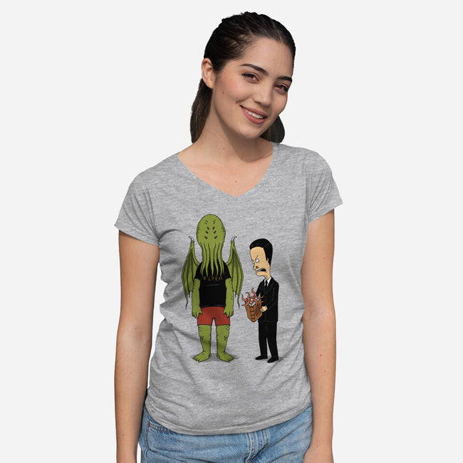 Cosmic Horror Is Cool-Womens-V-Neck-Tee-pigboom