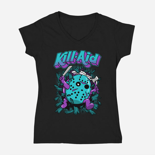 Kill-Aid Purple-Womens-V-Neck-Tee-pigboom