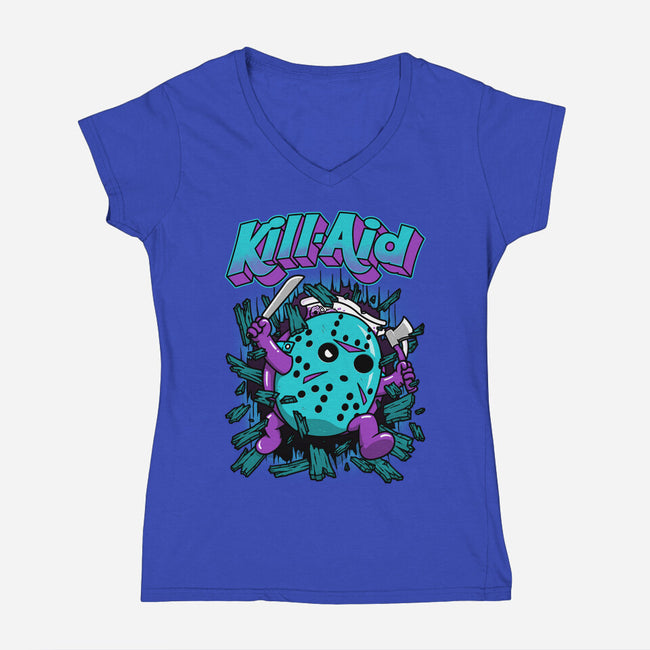 Kill-Aid Purple-Womens-V-Neck-Tee-pigboom