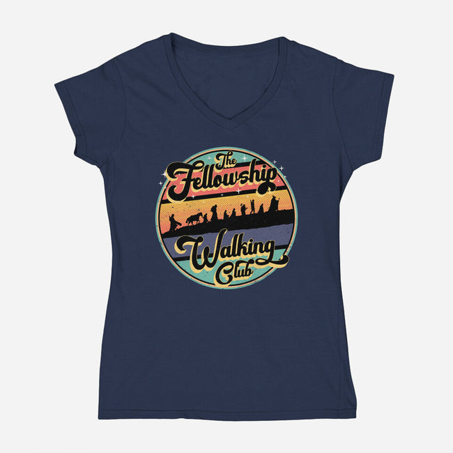 The Fellowship Walking Club-Womens-V-Neck-Tee-rocketman_art