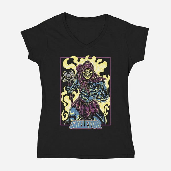 Skeletor Master-Womens-V-Neck-Tee-Nihon Bunka