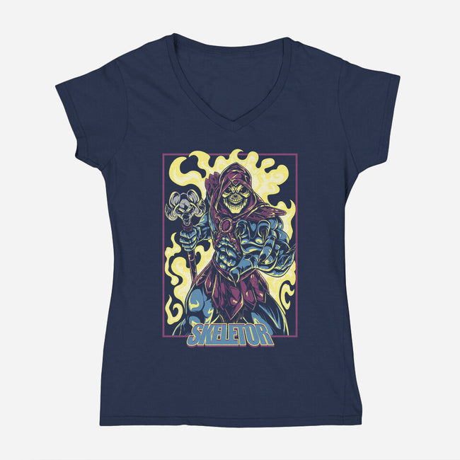 Skeletor Master-Womens-V-Neck-Tee-Nihon Bunka