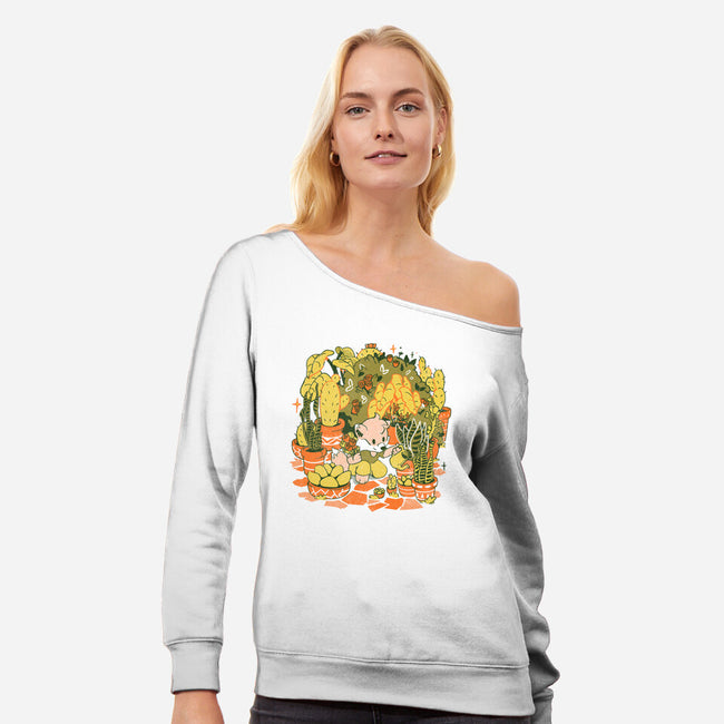 Plants And Chill-Womens-Off Shoulder-Sweatshirt-Estudio Horta