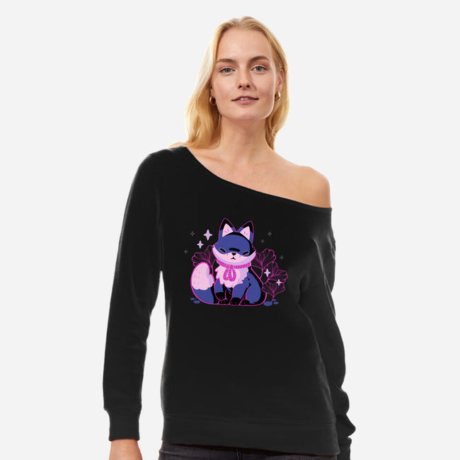 Mystical Fox-Womens-Off Shoulder-Sweatshirt-xMorfina