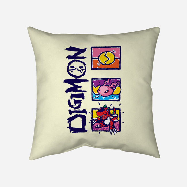 Digital Monsters-None-Removable Cover-Throw Pillow-dalethesk8er