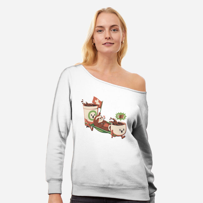 Coffee Rescue-Womens-Off Shoulder-Sweatshirt-tobefonseca