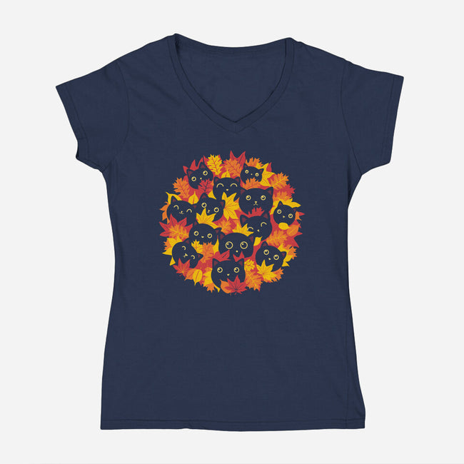 Autumn Kittens-Womens-V-Neck-Tee-erion_designs