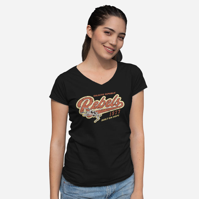 Galactic Rebels-Womens-V-Neck-Tee-retrodivision