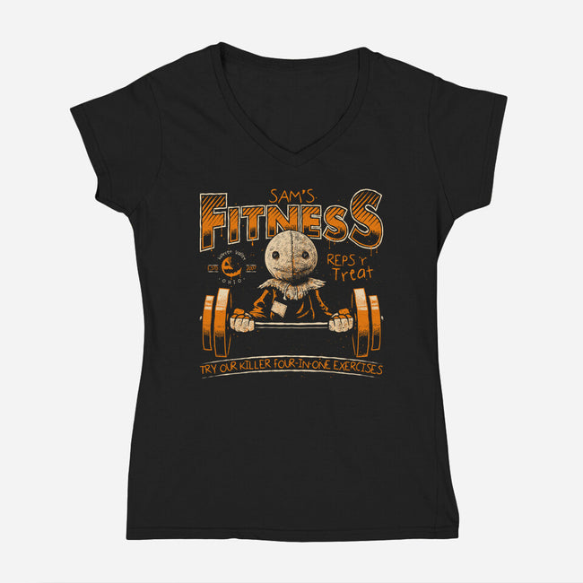 Sam's Fitness-Womens-V-Neck-Tee-teesgeex