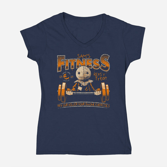 Sam's Fitness-Womens-V-Neck-Tee-teesgeex